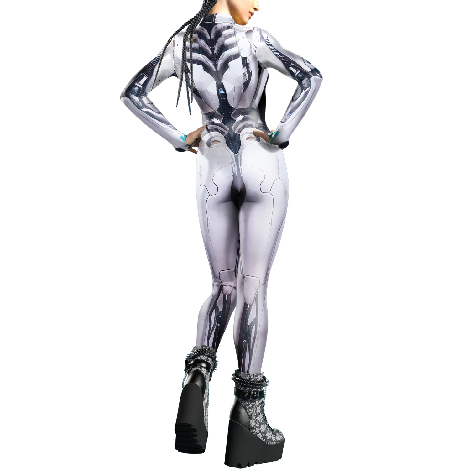 Erwachsenen-Damen-Jumpsuit Steampunk-Rüstung Bedruckte Cosplay-Kostüme Halloween Karneval Bühnenparty Bodysuit Zentai-Outfit 2026 – Detail 7