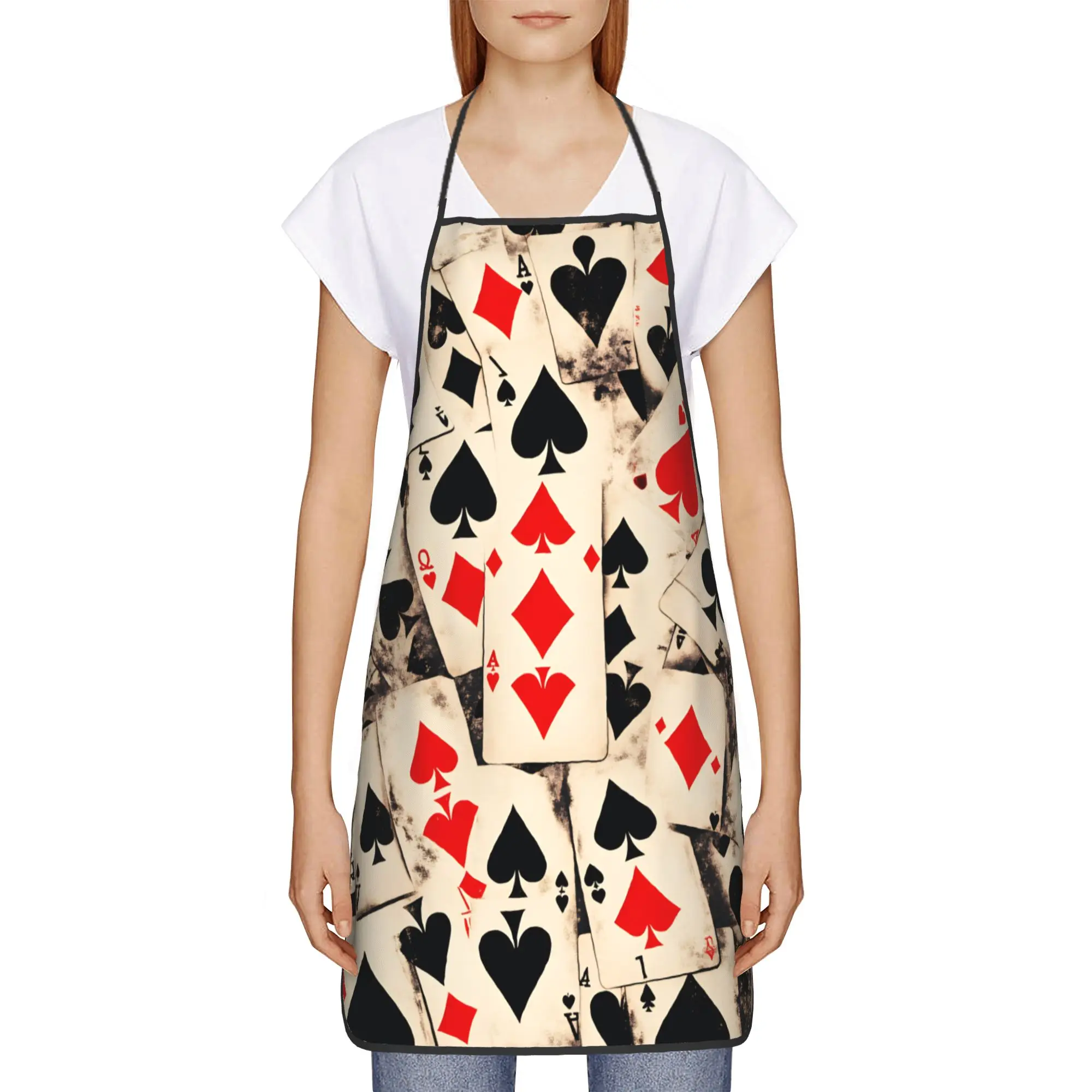 Playing Cards  Apron  Household Fashionable Kitchen Accessories Barber Home Aprons without Pocket
