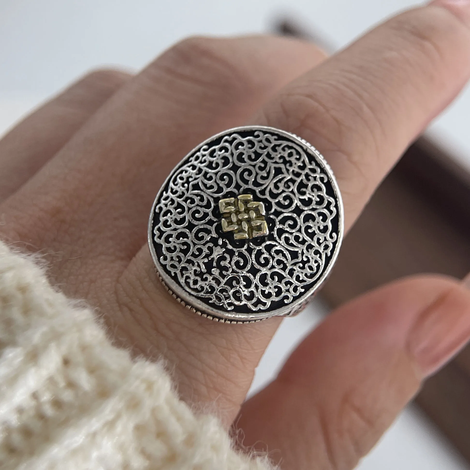 خواتم من الفضة الإسترليني عيار 925 للنساء والأزواج، خاتم بسيط مصنوع يدويًا بنمط عتيق، هدية مجوهرات راقية تمنع الحساسية