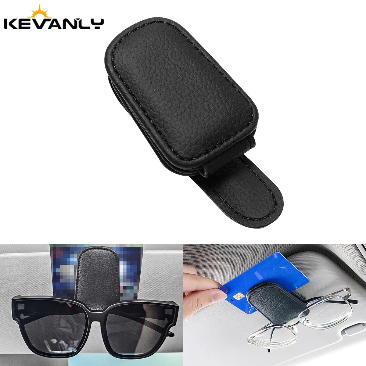 

1pcs Car Sun Visor Clip Glasses Cards Case Auto Sunglasses Visor Glasses Holder Sunglasses Bracket Pu Leather Glasses Support