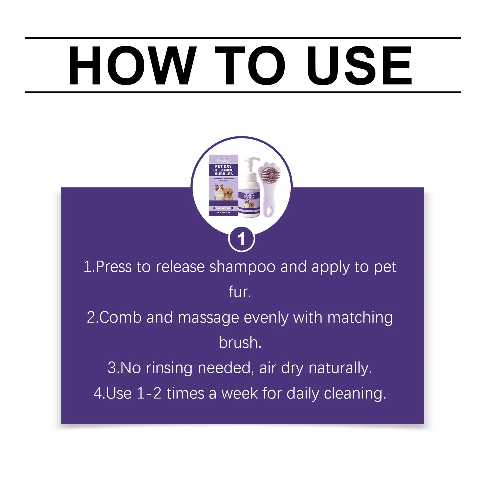 Pet Waterless Dry Cleaning Bubble Shampoo Kit Remove Stains Eliminate Odor Smooth Coat for Dogs Cats Portable Grooming Care Set view 5