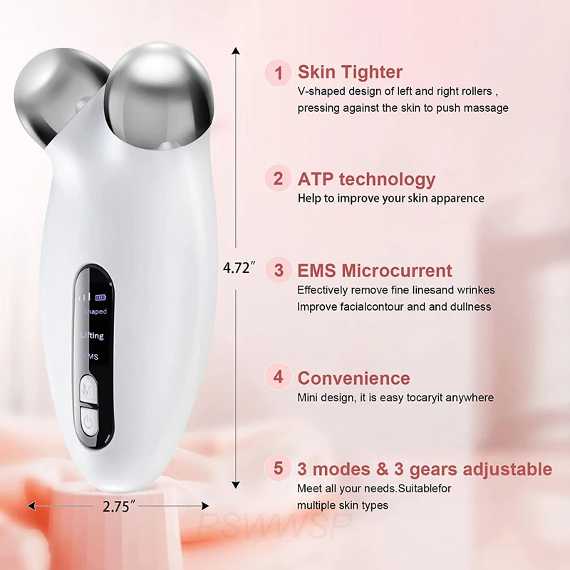 Face Lifting Massager EMS Microcurrent Roller Massage for Double Chin Reducer Tighten Anti Wrinkle Massage Beauty Devices