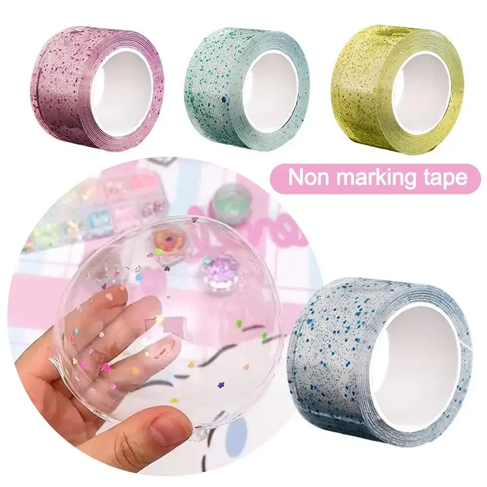 Colorful Glitter Adhesive Blowable Bubble Tapes Pinch Toy Making Transparent Tapes High Sticky Nano Tape DIY Craft Reusable