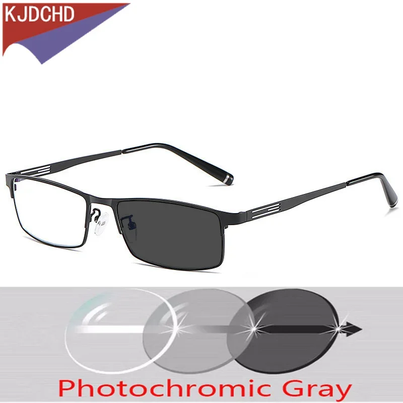 

New Fashionable Business Full Frame Men's Sunglasses with Photochromic Presbyopia Lenses Refractive Index 0 +0.50 +0.75 To +6.0