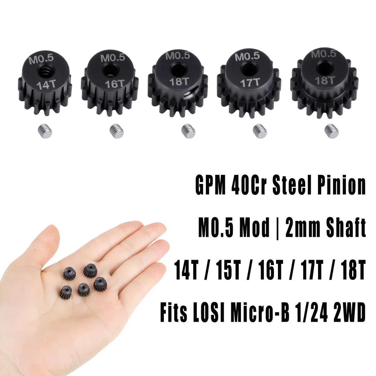 GPM 40Cr Stahlzahnräder M0.5 14T-18T für LOSI Micro-B 1/24 1/18 2WD Buggy Upgrade-Teile