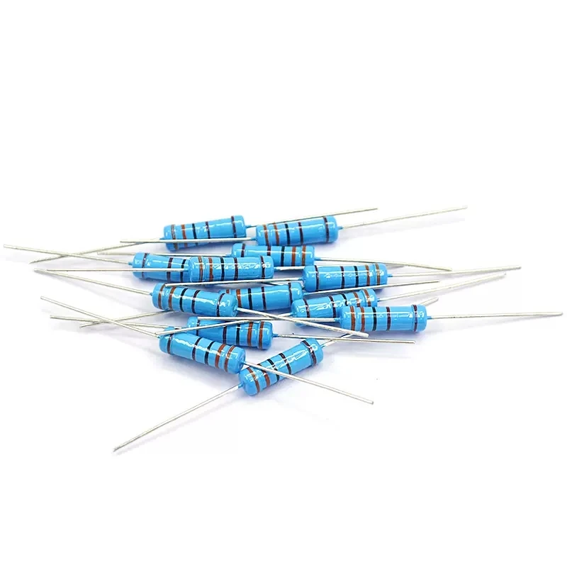 20 buah Resistor Film logam 2w, 1% Resistor daya cincin lima warna 0,1r ~ 1m 1r 4.7r 10r 47r 10r0 220r 470r 1k 2.2k 10k 4.7k 100k Ohm