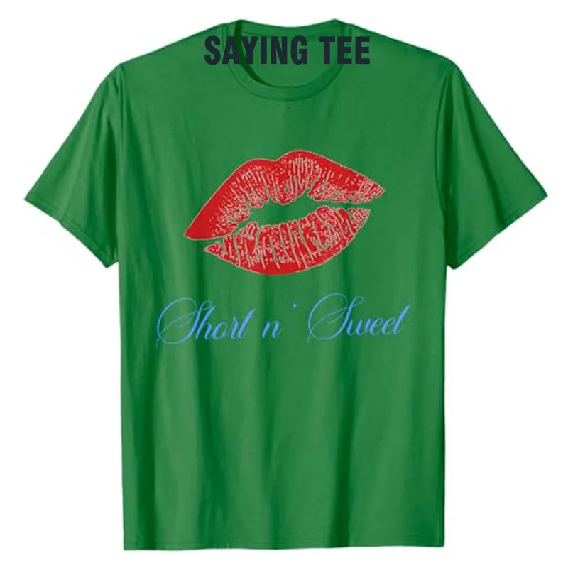 Short N' Sweet T-Shirt Sexy Lip Women's Fashion Graphic Outfit Short Sleeve Blouses Rock Music Lover Saying Tee Top Novelty Gift