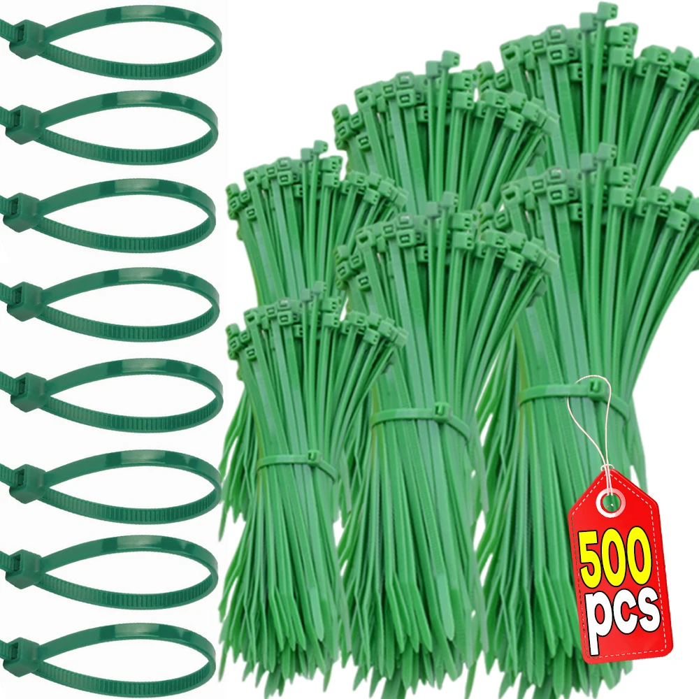 Green Self-Locking Nylon Cable Ties Plastic Zip Ties Adjustable Wire Binding Wrap Straps for DIY Cable Management Gardening Ties