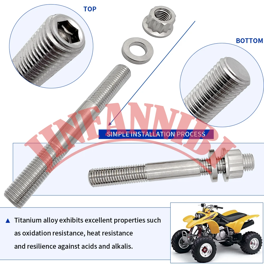 Cylinder Titanium Head Stud Bolt Nut Kit Set For Honda Sportrax 400 TRX400EX