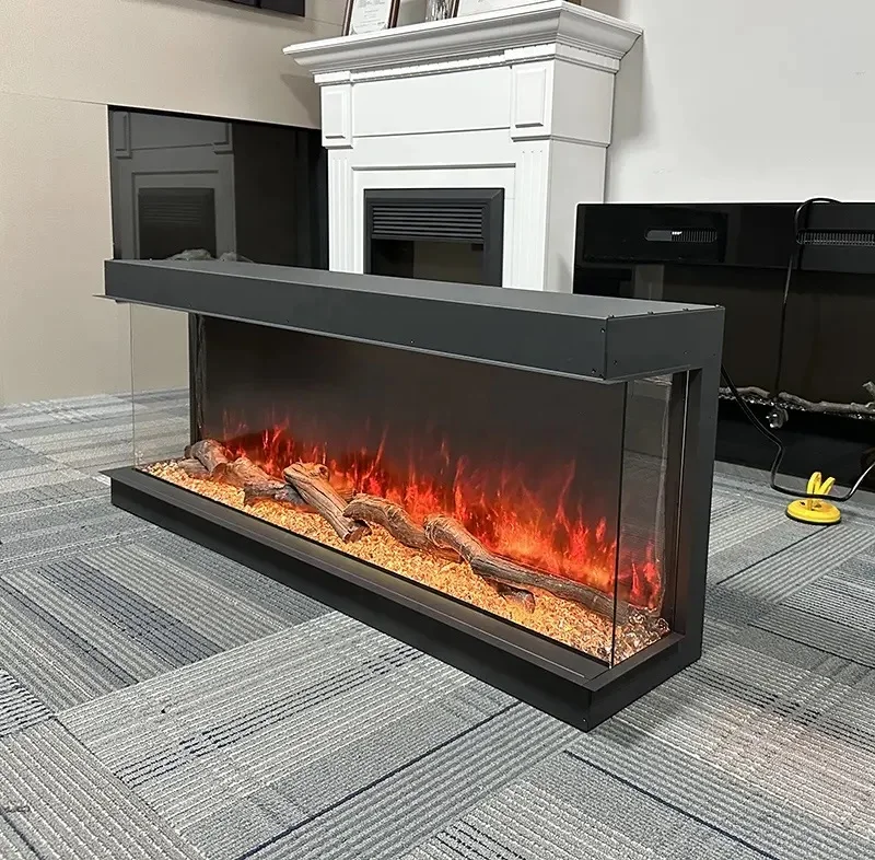 Custom 220v Electric Fireplace Heat burner 60/50/70 Inch 3 Side Glass Electric Fireplaces Wholesale