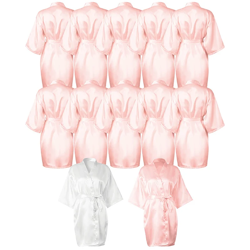 5-18 Stuks Bruiloft Team Bruid Bruidsmeisje Gewaad Kamerjas Satijnen Kimono Badjas Voor Vrouwen Bruids Douche Vrijgezellenfeest
