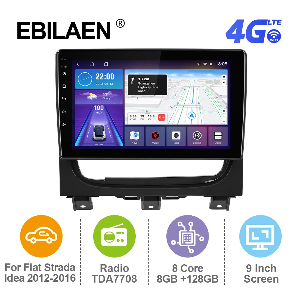 

EBILAEN Android 12 Car Radio For Fiat Strada Idea 2012 -2016 Multimedia Player GPS RDS Carplay Autoradio Mirror Link 4G BT FM