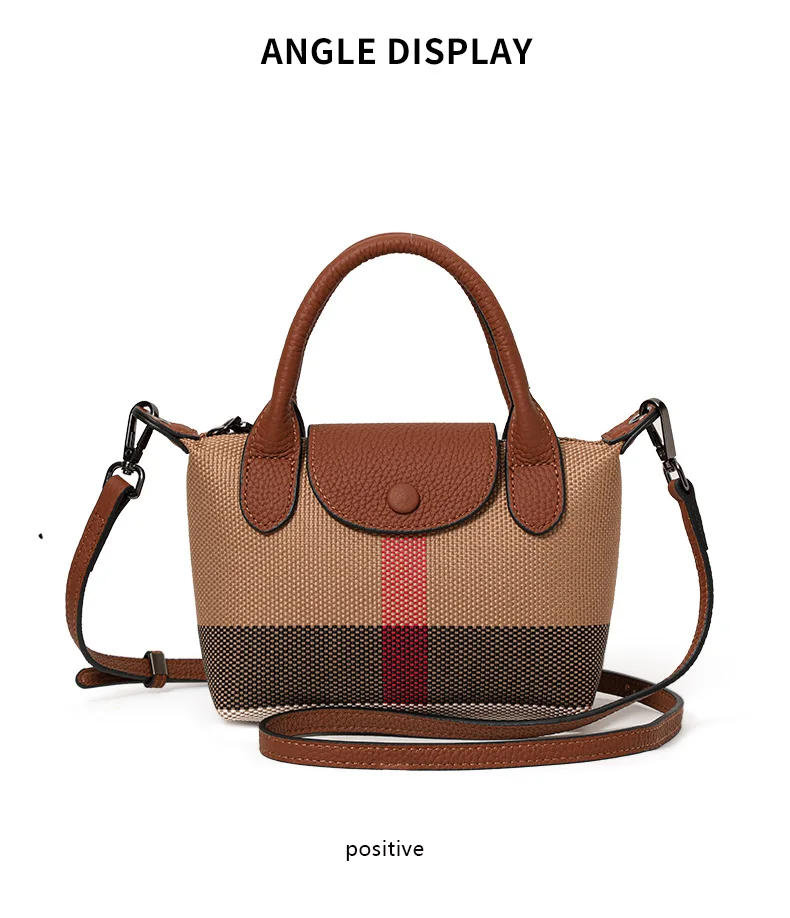 Aidani Canvas Plaid Dumpling Bag für Damen, neuer Stil, luxuriöses Gefühl, großes Fassungsvermögen, Handtasche, Schulter- und Umhängetasche – Detail 7