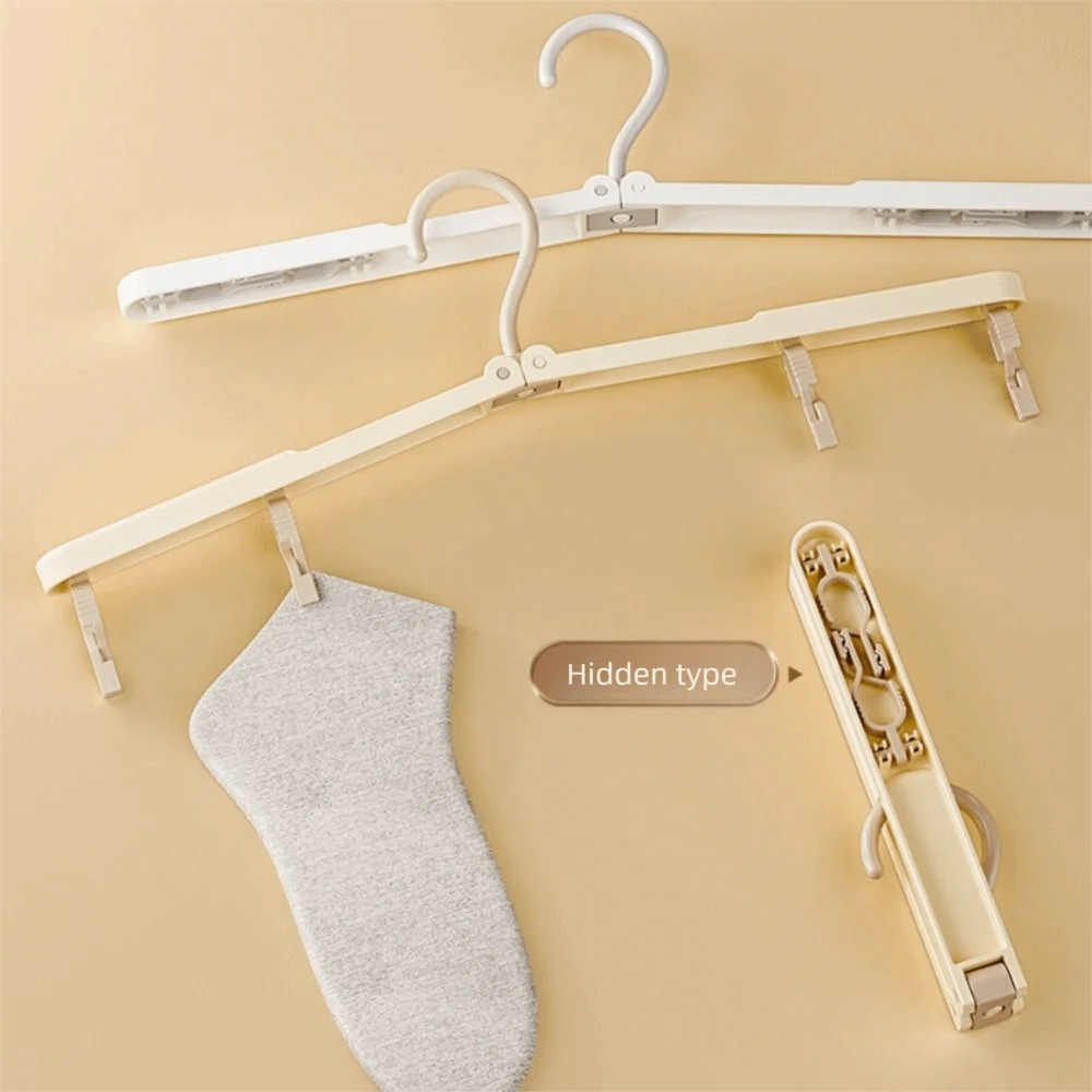 with Clip Foldable Clothes Hanger Multi-functional Portable Travel Clothes Rack Plastic Space Saving Clothes Drying Tools