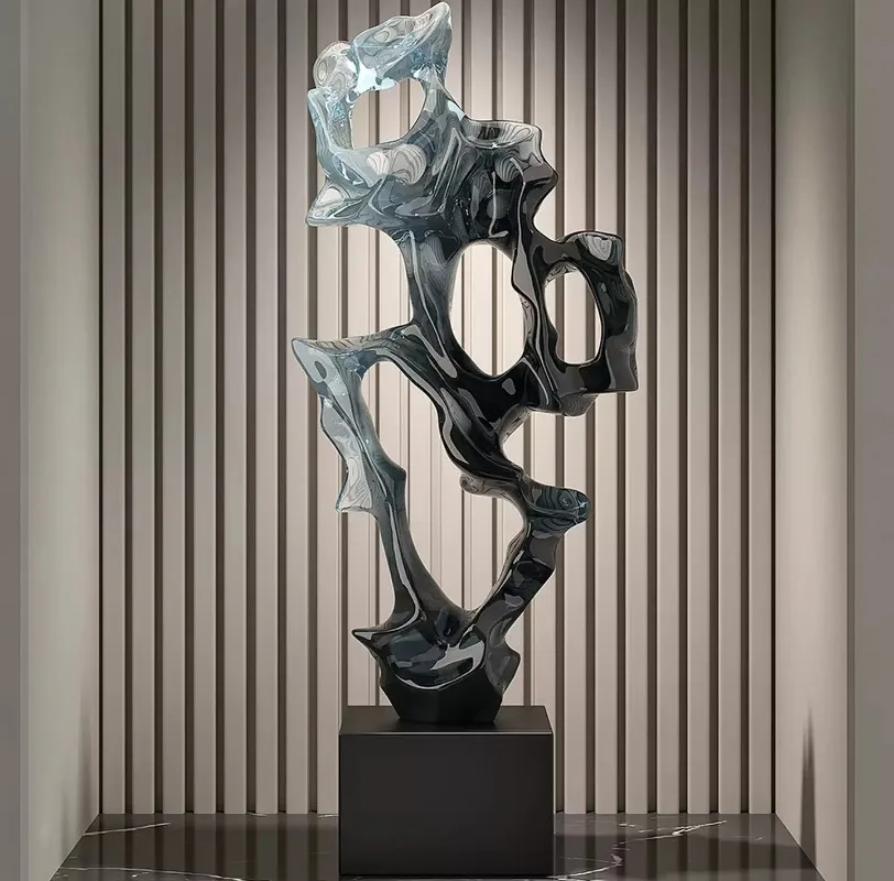 For Fortune Turning Abstract Stone Sculpture Ornament Living Room Wine Cabinet Home Decor