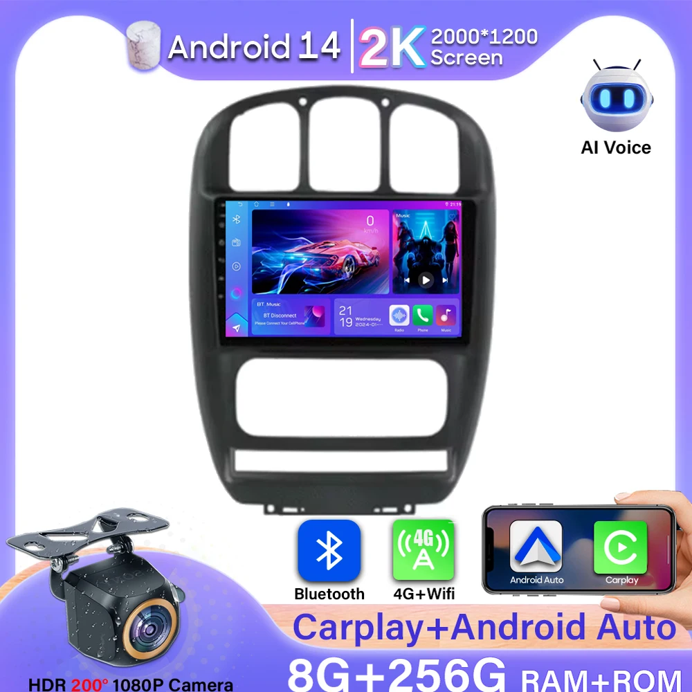 

Для Dodge Caravan 4 Для Chrysler Grand Voyager RS 2000-2012 Android 14 Carplay Автомобильный радиоприемник Мультимедийный видеоплеер GPS WIfi