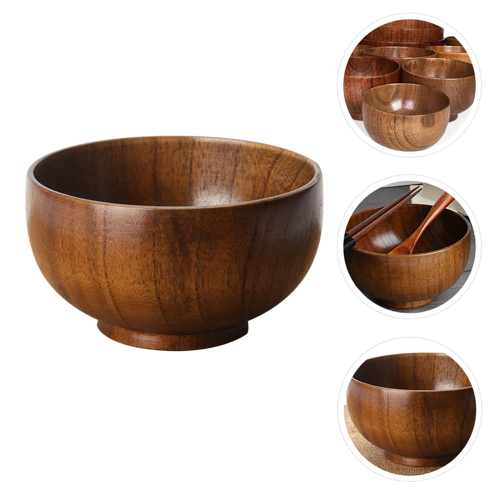 

Salad Bowl Wooden Tableware Decorative Bowls Rice Dessert Container Kitchen Snacks Food Containers