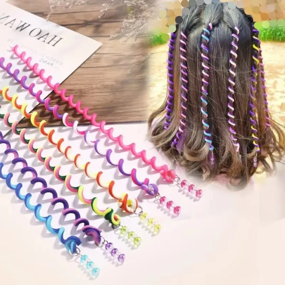 6pcs New Rainbow Color Curler Hair Braid Birthday Gift Cute Girl Hair Styling Tools Braid Maintenance The Princess Hair Roller