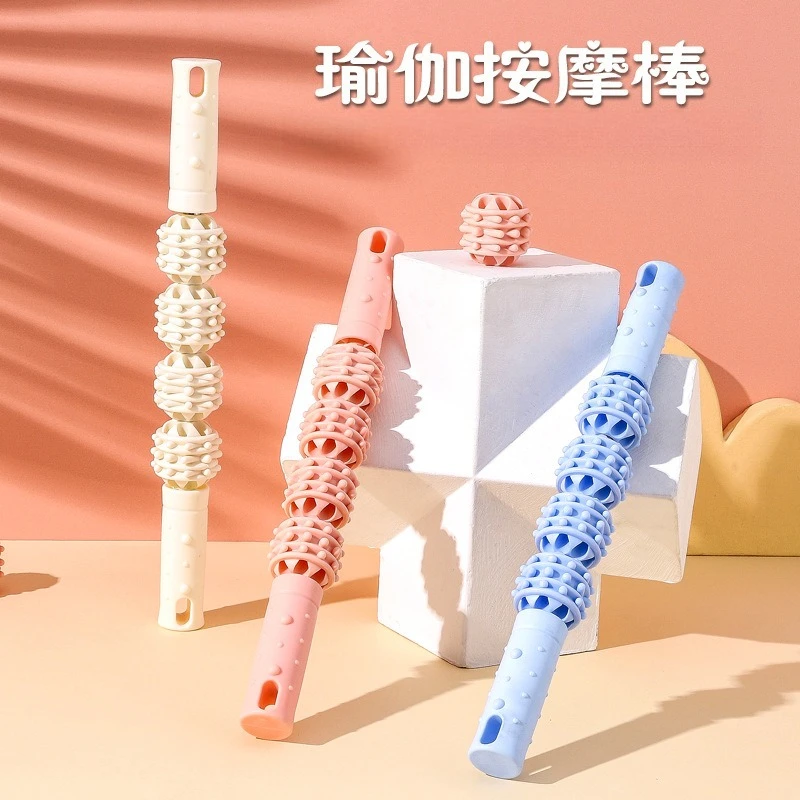 

3/4 Ball Roller Muscles Massage Stick Fascia for Calves Thighs Neck Shoulder Back Body Muscle Relaxation Yoga Wolf Teeth Stick