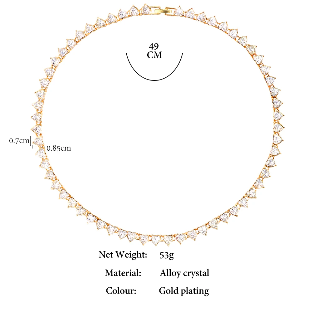 Damen-Halskette mit Herz-Anfangsbuchstaben-Anhänger, Iced-Out Strass-Buchstaben-Charm Tennis-Ketten-Choker, luxuriöses Bling-Schmuckgeschenk – Detail 1