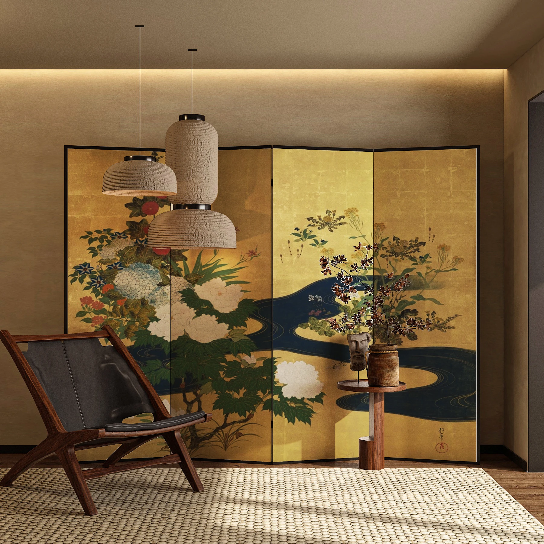 

Medieval style mobile folding screen small apartment living room bedroom bedside blocking background partition solid wood opaque