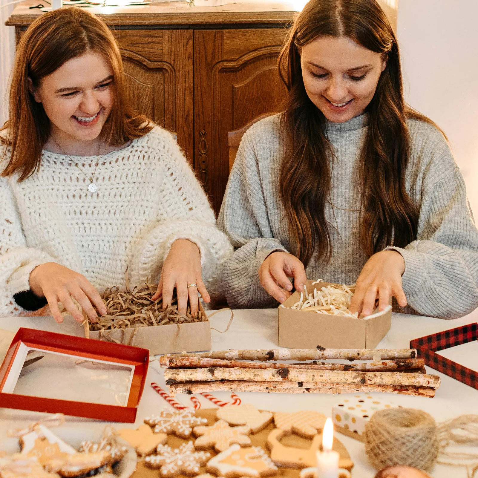 

6Pcs Natural Wood Sticks Durable DIY Craft Sticks for Flower Arrangement Home Decoration Dry Branches for Wreaths Gifts Crafts