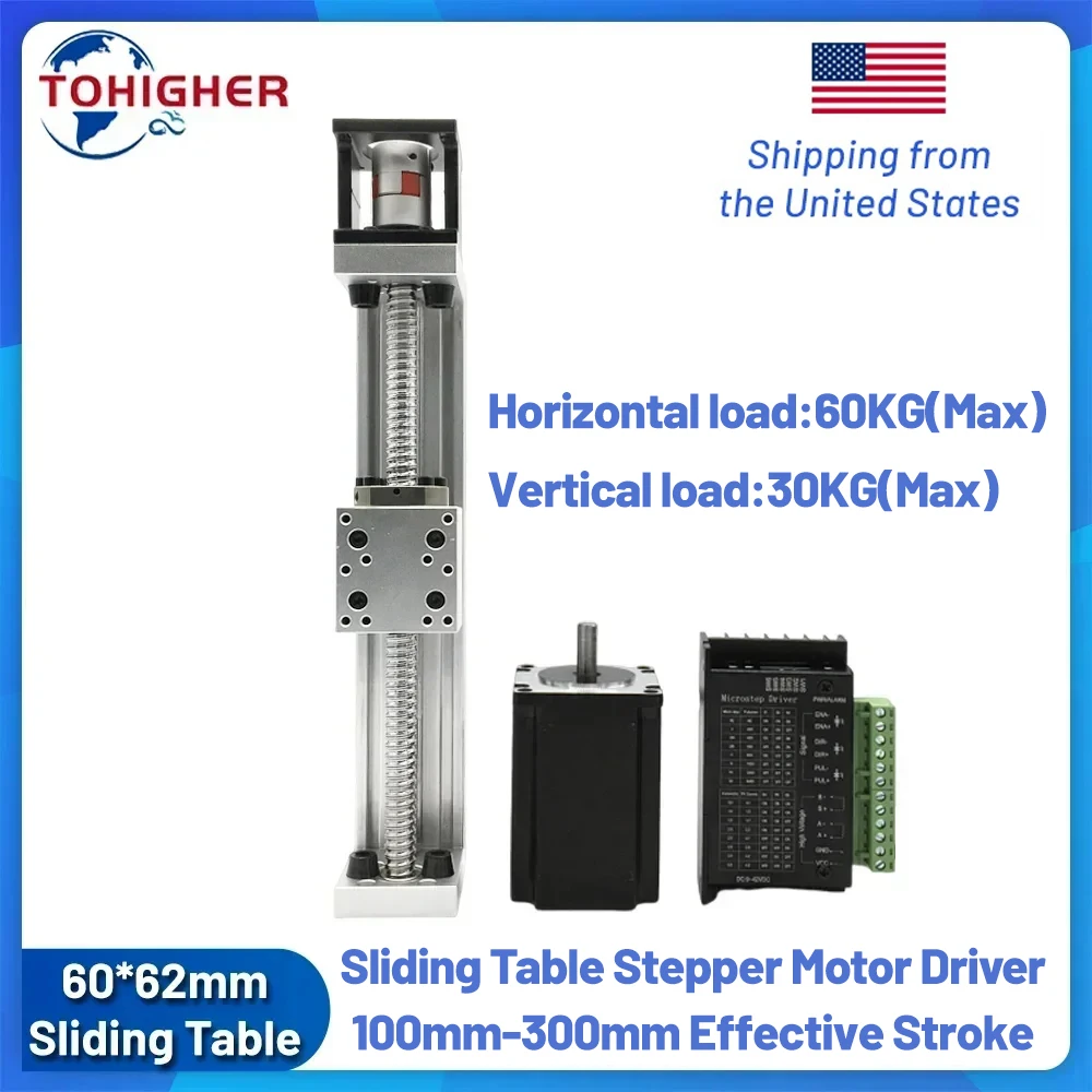 

Nema23 57mm Motor Slide Table Kit 60mm Wide Load 50KG High-precision Optical Axis Slide Table CNC XYZ Axis Workbench