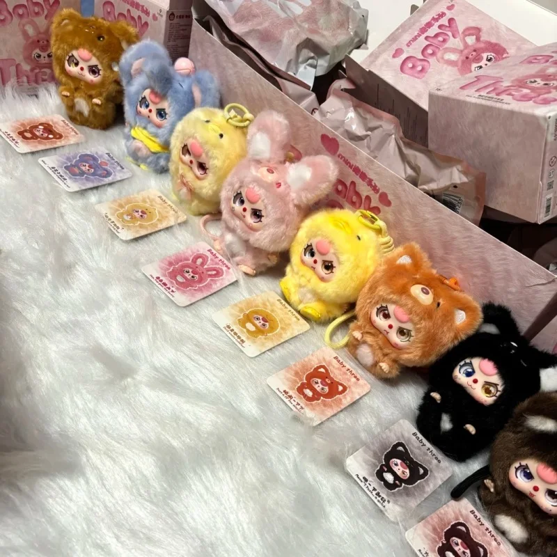 정품 베이비 쓰리 미니 허그 블라인드 박스 시리즈 플러시 서프라이즈 귀여운 블라인드 박스 귀여운 수집용 피규어 장난감 미스터리 선물 장난감