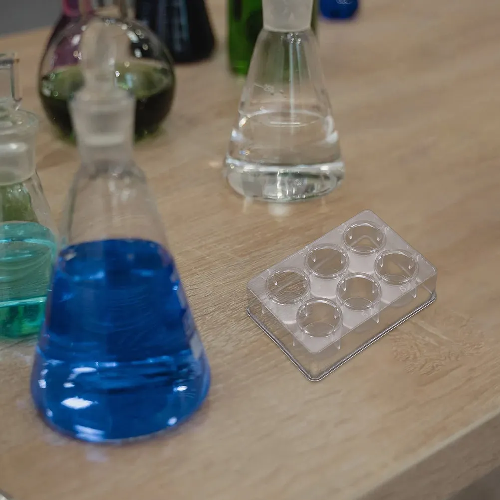 10Pcs Reaction Plates Plastic Experiment Well Plates 6-Hole Laboratory Supplies Multifunctional Chemical Instrument Holder