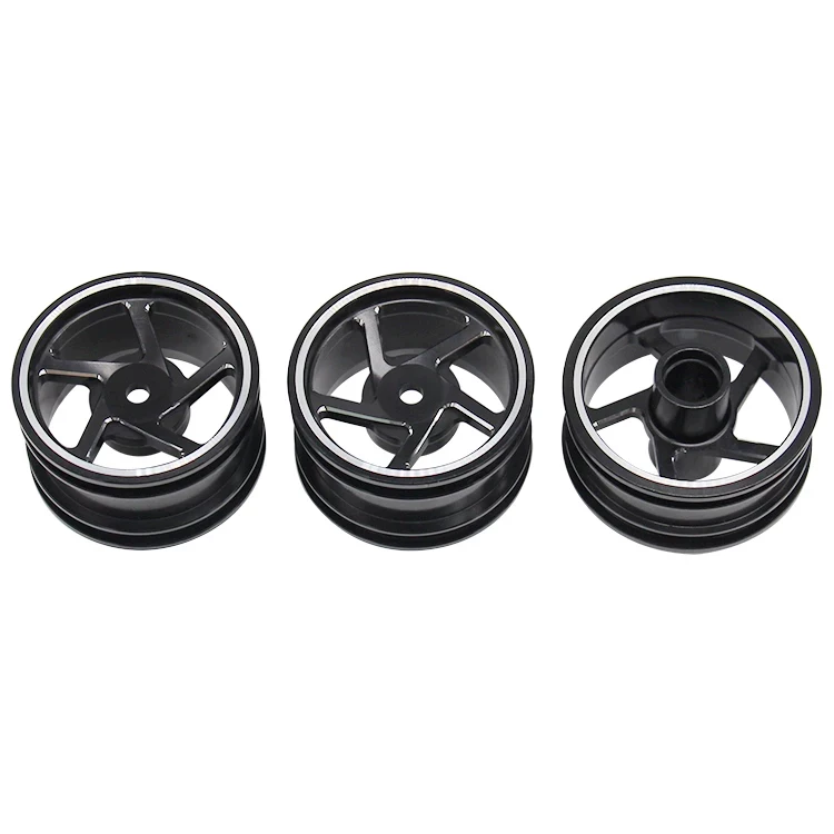 HOT RACING Tamiya T3-01 1/10 Drift CNC 6061 Aluminum 5-Spoke Rim Set 3pc Front+Rear Scale Upgrade