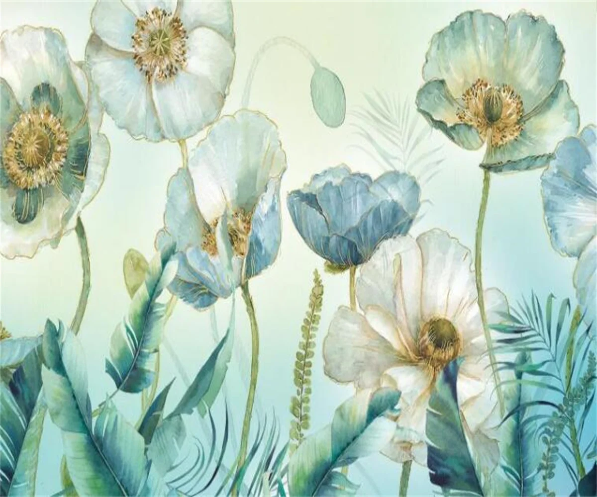 Papier Peint Custom Behang Europese Stijl Bloem Olieverf Bloemen Hotel Slaapkamer Achtergronddecoratie 3d Behang