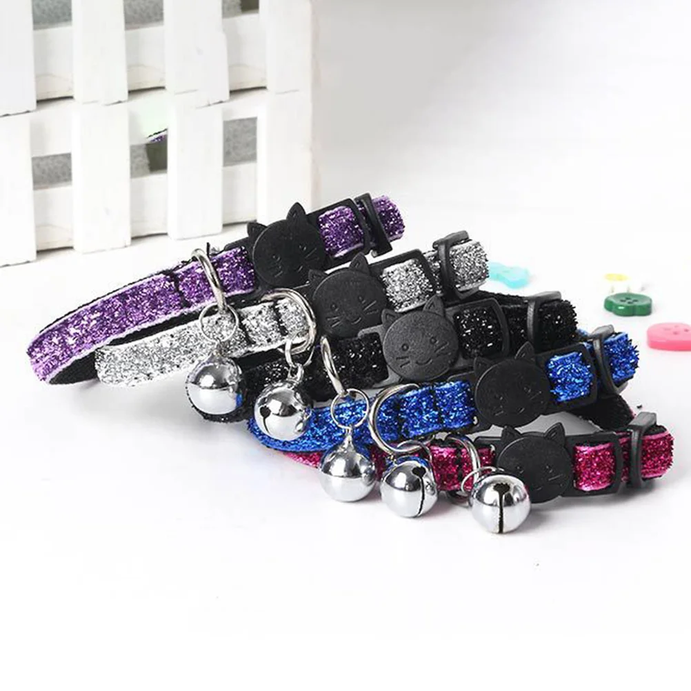 

5pcs Cat Collar Nylon Adjustable Breakaway Safety Buckle Bell D-Ring For Id Tag Kitten Puppy Pet Accessories Dog Small Animals