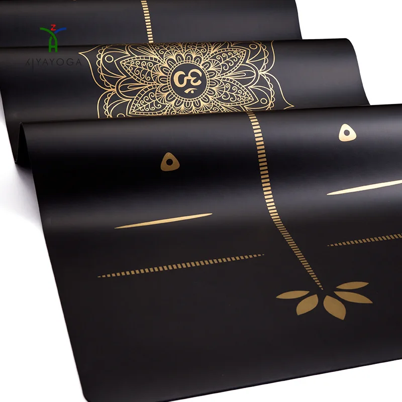 

Logo Printed Eco-Friendly PU Yoga Mat Anti-Slip Black Gym Fitness Exercise Mat Natural Rubber Yoga Mat Bolsters Cushions 11