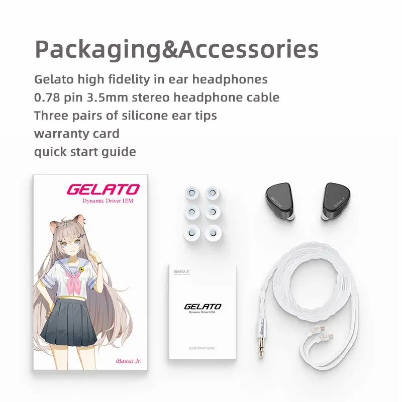 سماعات أذن سلكية iBasso Jr. Gelato HiFi داخل الأذن سماعات موسيقى عالية الجودة سماعة رياضية مخصصة ملحقات ألعاب الكمبيوتر الهدايا