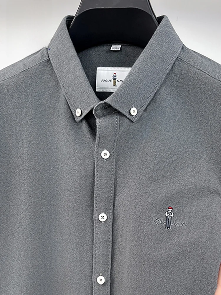 

Lormen Long Sve Embroidered Casual irt Men's Loose Fit Breathable Spring Autumn Faion Letter Print Busin Gentleman ...