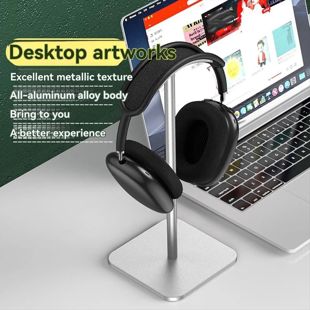 AA86 Aluminium Alloy Wireless Earphone Holder Head Mounted Earphone Hanger Can Store for Most Head Mounted Headphones Stand