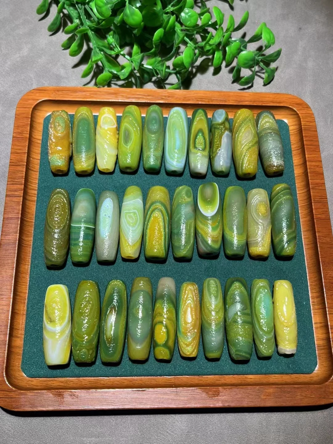 30pcs/lot Yellow and green old eye Dzi bead Amulet Fengshui DIY Wholoesales Beads For Men&Women's Jewelry