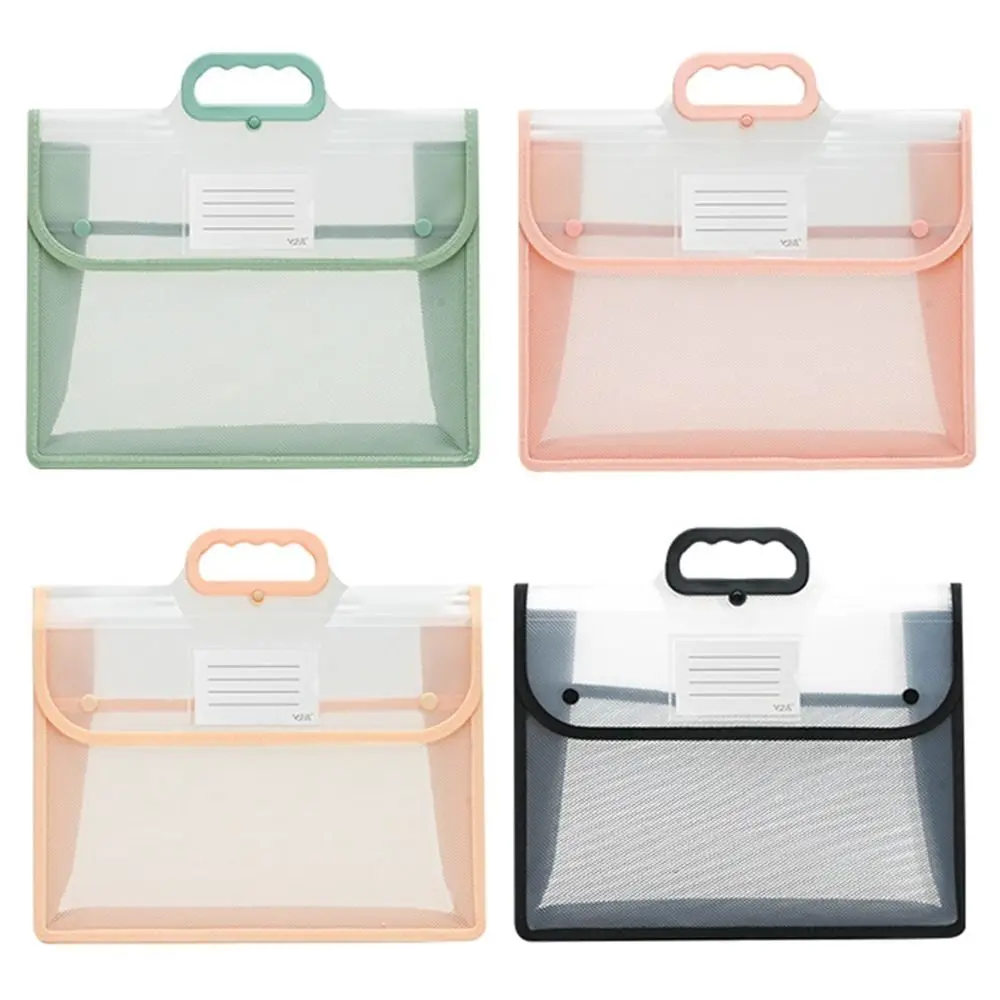 Multifunctional Test Paper Storage Bag Visible Button Function Kids Document Bag Dustproof Portable Stationery Organizer