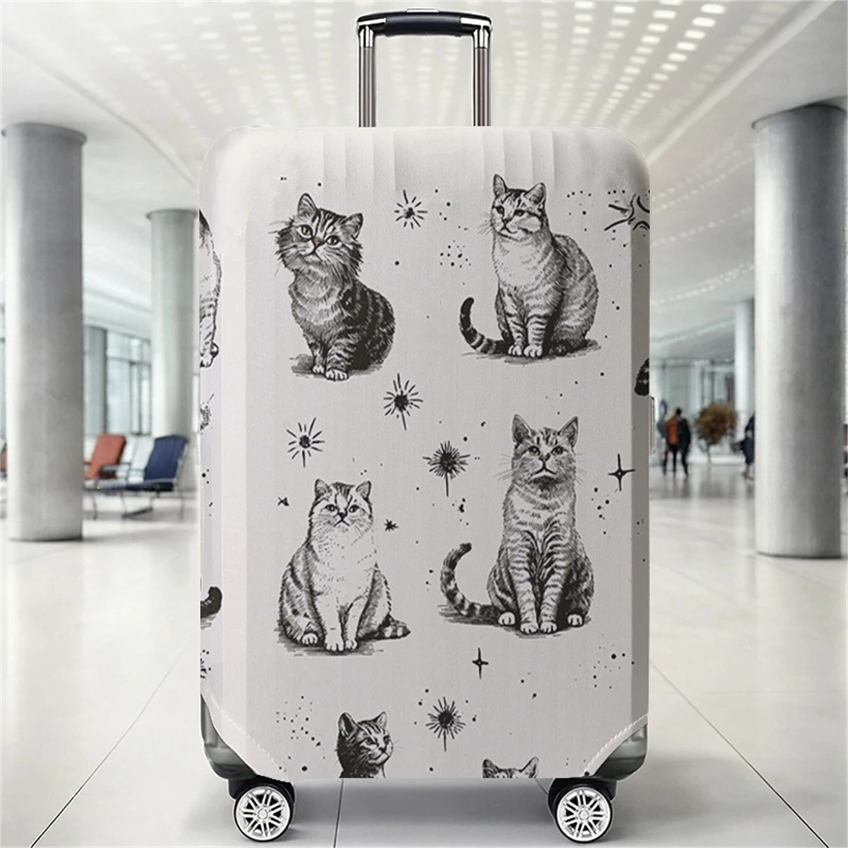 

Vintage Cat Catalog Pattern Luggage Protective Cover, suitable for 18-32 inch luggage covers, luggage handle gloves, travel acce