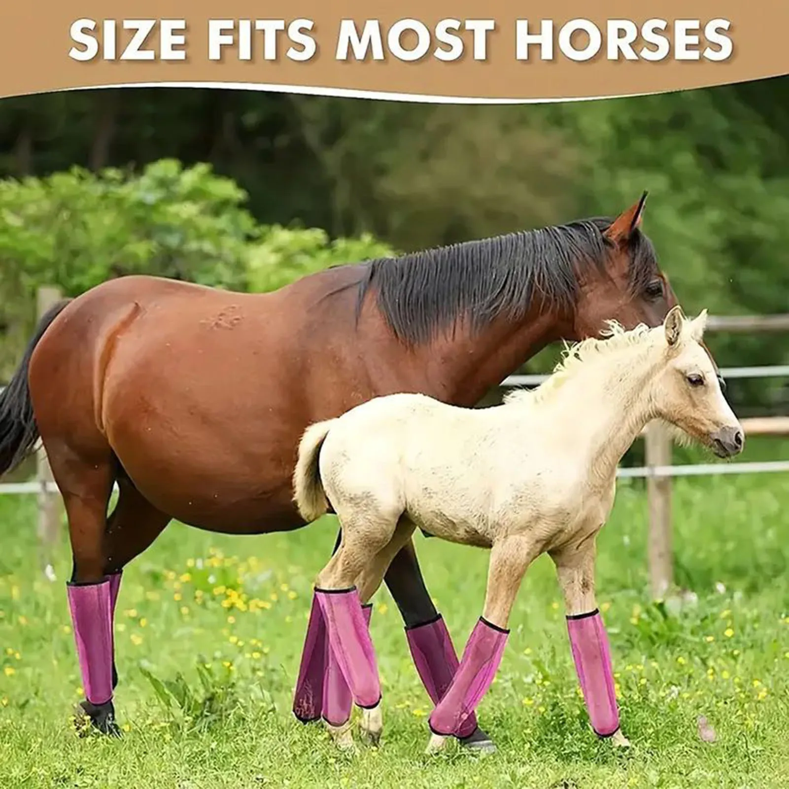 4pcs Mesh Horse Fly Boots Set Horse Leg Wraps Horse Leggings for Your Horse's Leg