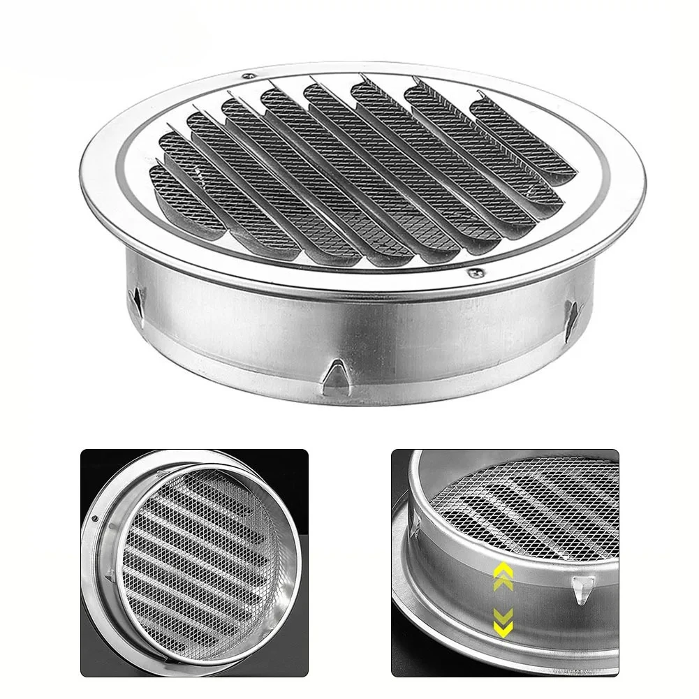 70-300mm Round Stainless Steel Air Vent Grille Insect Protection Home Exterior Wall Ducting Ventilation Tools Exhaust Hoods