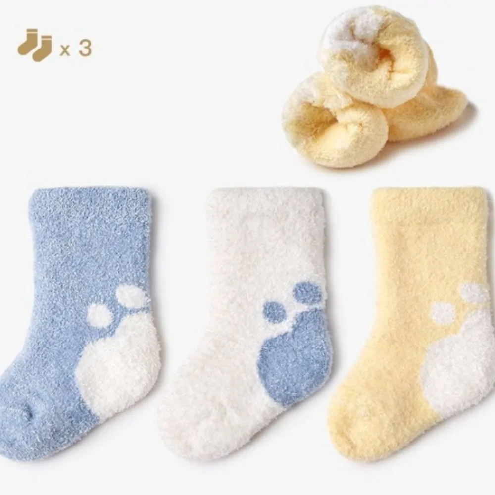 Baby Socks Autumn and Winter Thickened Warm coral Fleece Newborns Mid-Calf Socks Moisture-Absorbent Baby Socks Newborn Access