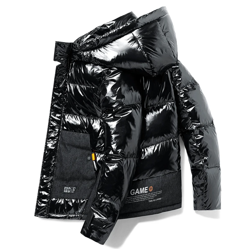 

Мужская утепленная пуховая куртка Hong Kong Sle 2025: Новая модная теплая водонепроницаемая модель с капюшоном, глянцевая черная, для активного отдыха
