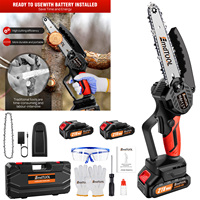 DayPlus 6-Inch Handheld Small Chainsaw with 2pc 1.5Ah Battery & Charger, 21V Battery Powered Portable Electric Mini Chainsaw