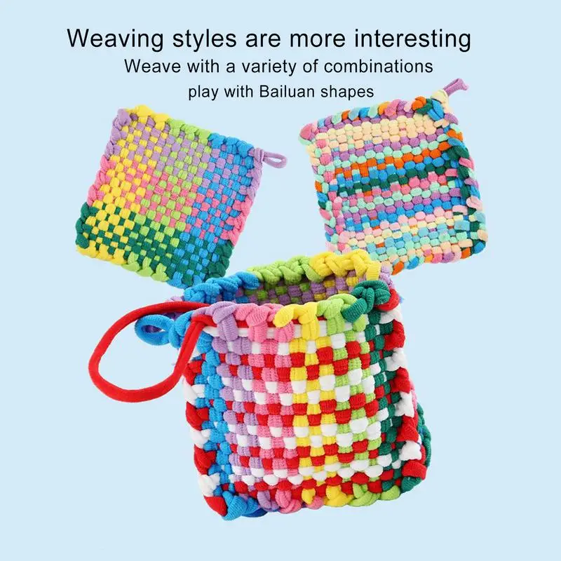 Fasce per tessitura Anelli artigianali Ricarica per presine Forniture artistiche interattive per presine con 8 colori arcobaleno per bambini di 3 anni