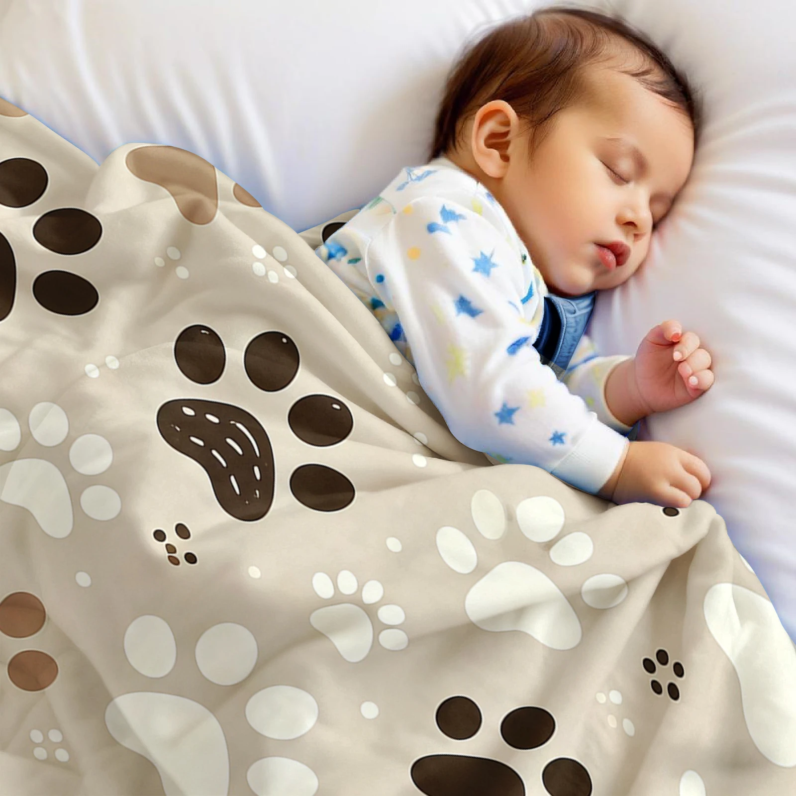 Paw Print Charm Christmas Fleece Throw Blanket Soft Warm Cozy Xmas Home Decor for Bed Sofa Couch Holiday Present - view 4