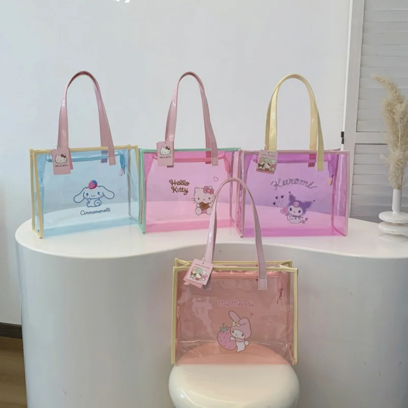 Original Sanrio Transparente Kosmetiktasche Große Kapazität Tragbare Reisetasche mit Reißverschluss Toilettentasche Waschbeutel Aufbewahrungstasche