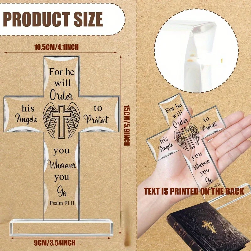Christian Cross Acrylic Decor: Scripture, sunflower – heartfelt gifts for loved ones, colleagues, with prayers.