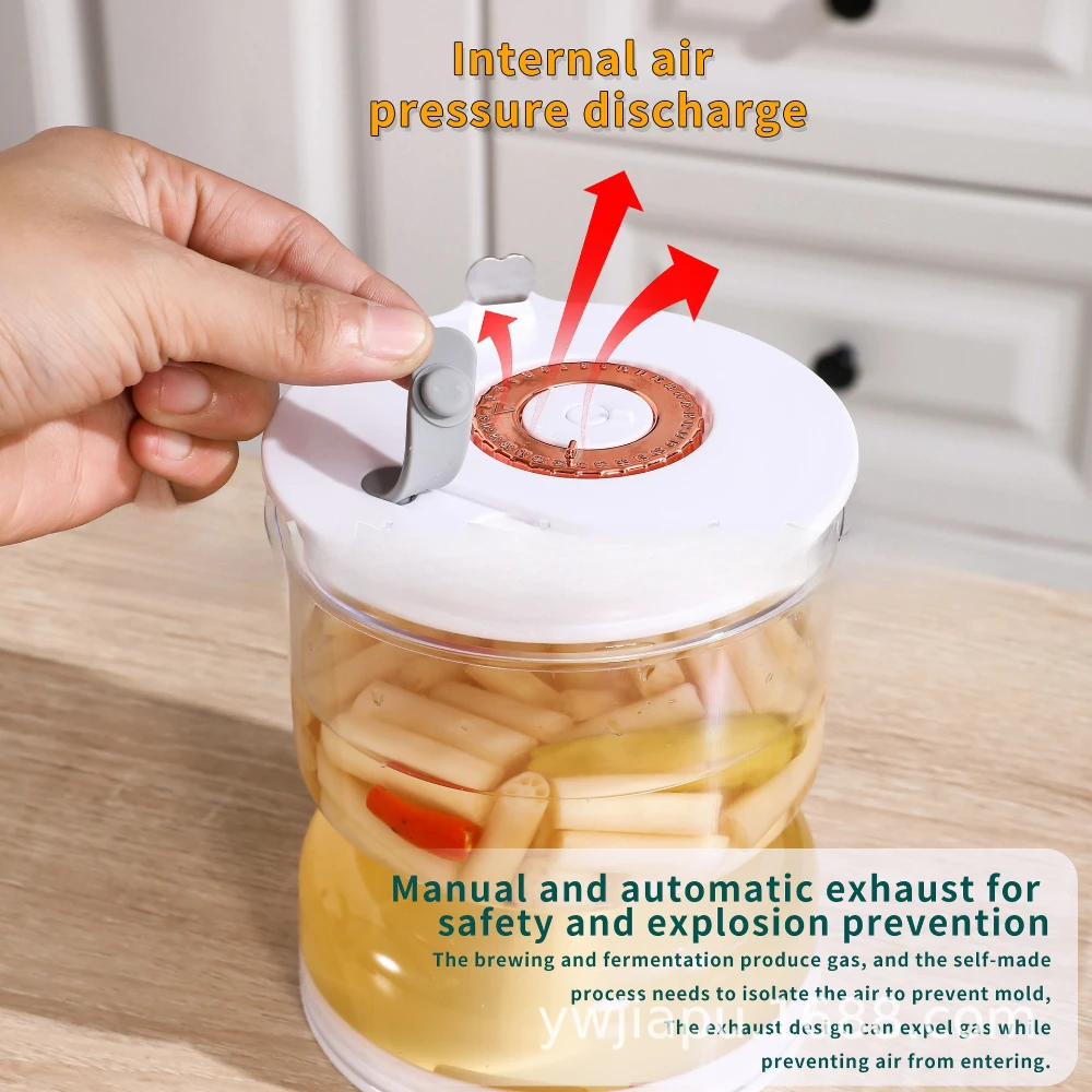 

Dry-wet Separation Kimchi Jar with Side Fork Kitchen Food Sealing Preservation Storage Jar Third-generation Kimchi Jar Kitchen