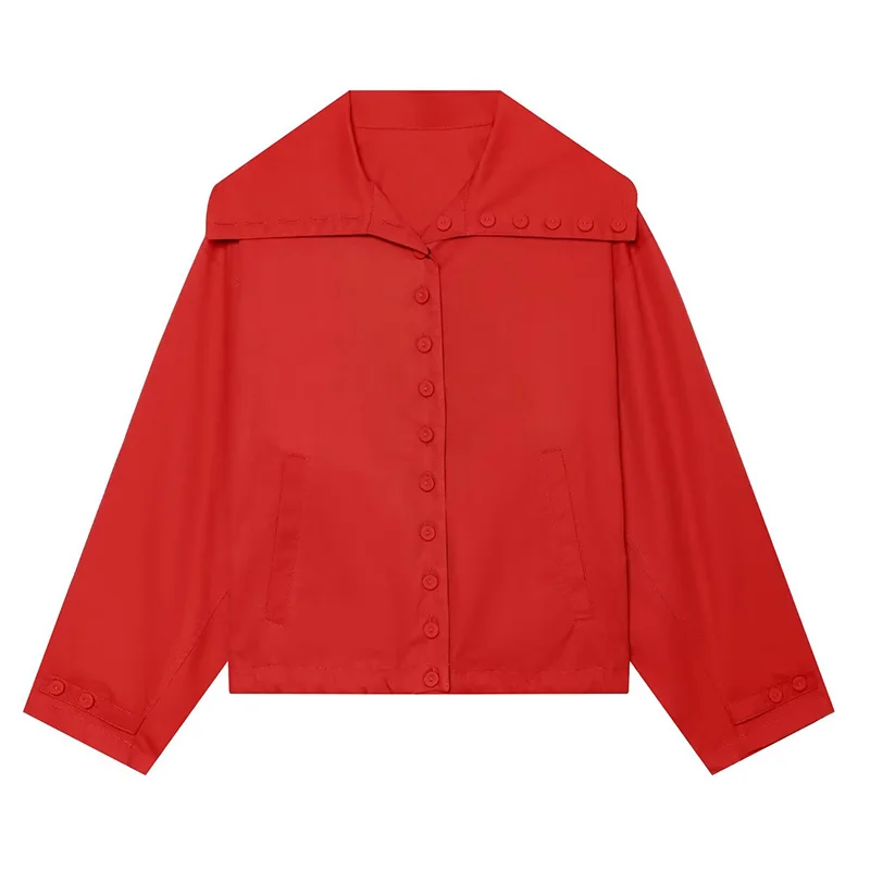Women's Jacket 2026 New Red Collared Long-Sleeve Jacket for Women Autumn Winter Casual Chic Personality Ladies Outerwear